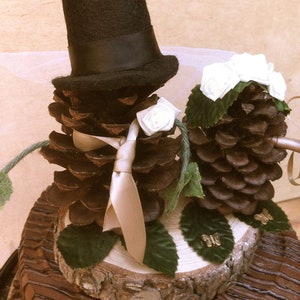 Pine Cone Wedding Topper Bride Groom Rustic Fall Weddings image 2