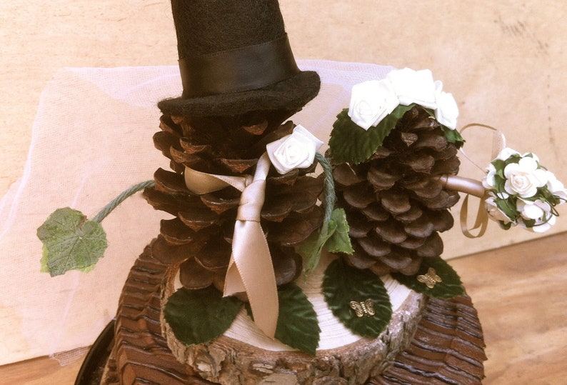 Pine Cone Wedding Topper Bride Groom Rustic Fall Weddings image 2