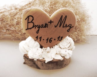 Rustic Wedding Cake Topper - Customized wedding Cake Topper -  Wooden Wedding Cake Topper