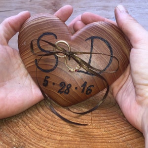 Ring Bearer Pillow Heart Ring Bearer Wedding Ring Bearer Pillow Rustic Ring Bearer Heart Ring Bearer Wooden Ring Bearer image 4