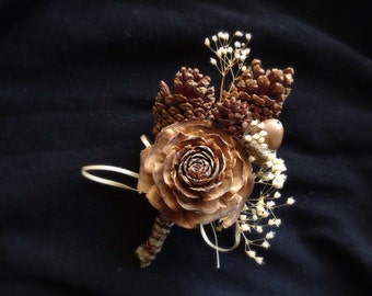 Pine Cone Boutonniere, groom lapel pin, country wedding, groom corsage, rustic boutonniere, rustic wedding, winter boutonniere