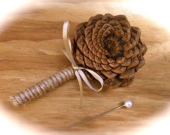 Rustic Boutonniere - Pine Cone Boutonniere - Fall Boutonniere - Groom Lapel Pin - Winter Boutonniere - Groom Boutonniere
