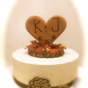 Fall Wedding Cake Topper Rustic Wooden Heart