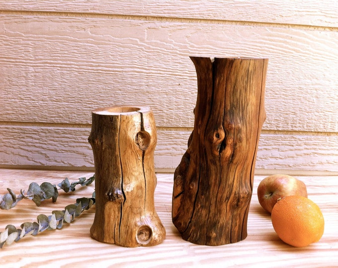Rustic Wood Candle Holder Set of 2 Rustic Home Decor - Etsy