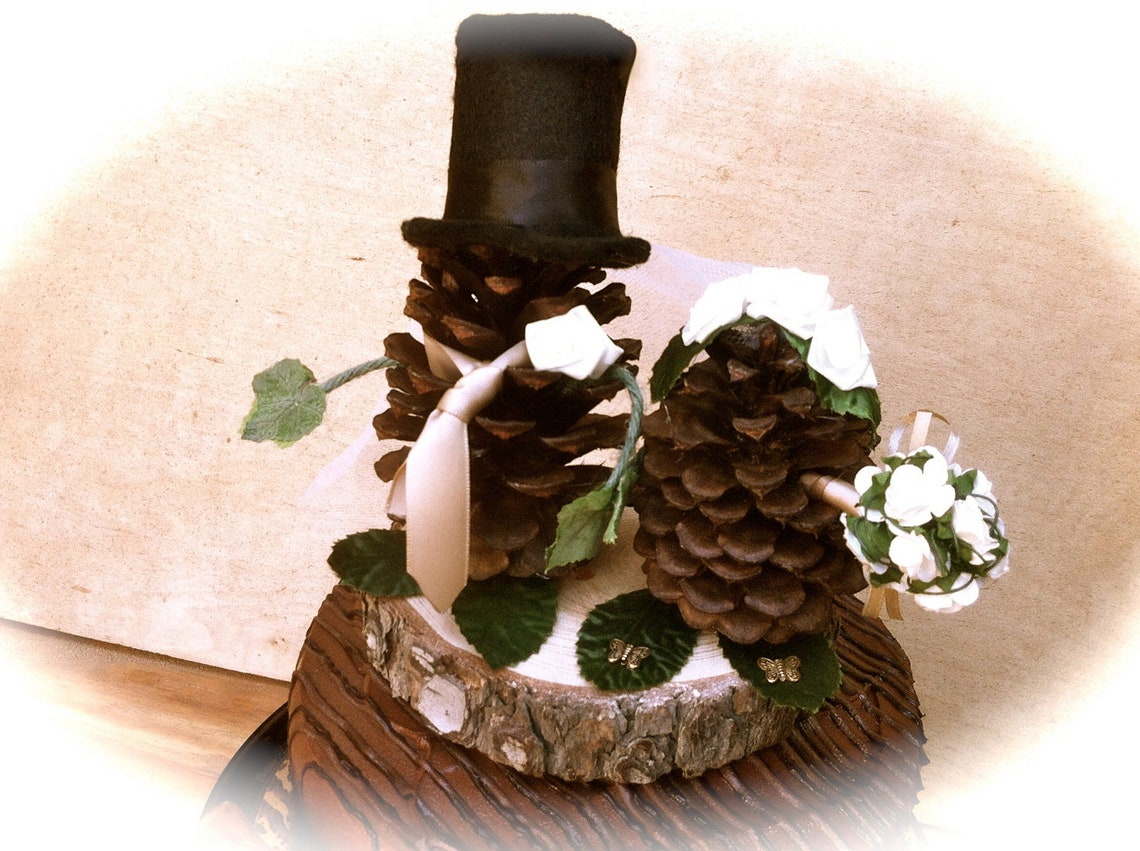 Pine Cone Wedding Topper Bride Groom Rustic Fall Weddings Etsy