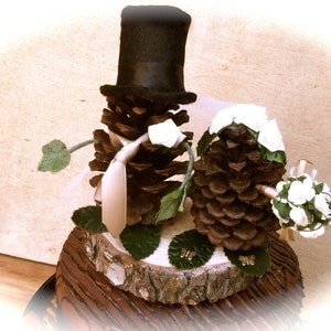 Pine Cone Wedding Topper Bride Groom Rustic Fall Weddings