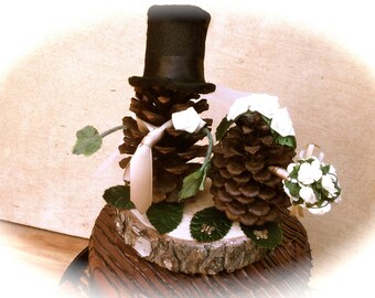 Pine Cone Wedding Topper Bride Groom Rustic Fall Weddings