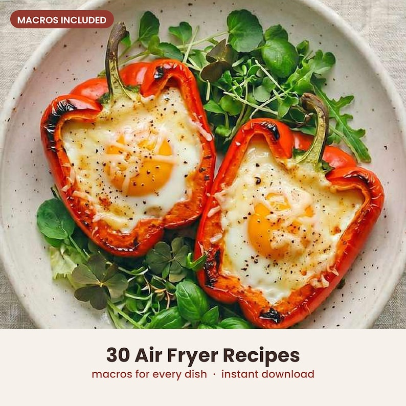 Air Fryer Recipes Ebook with Macros, 30 Easy Air Fryer Meals PDF, Healthy Air Fryer Cookbook, Calorie Counted Recipes, Digital Download image 1