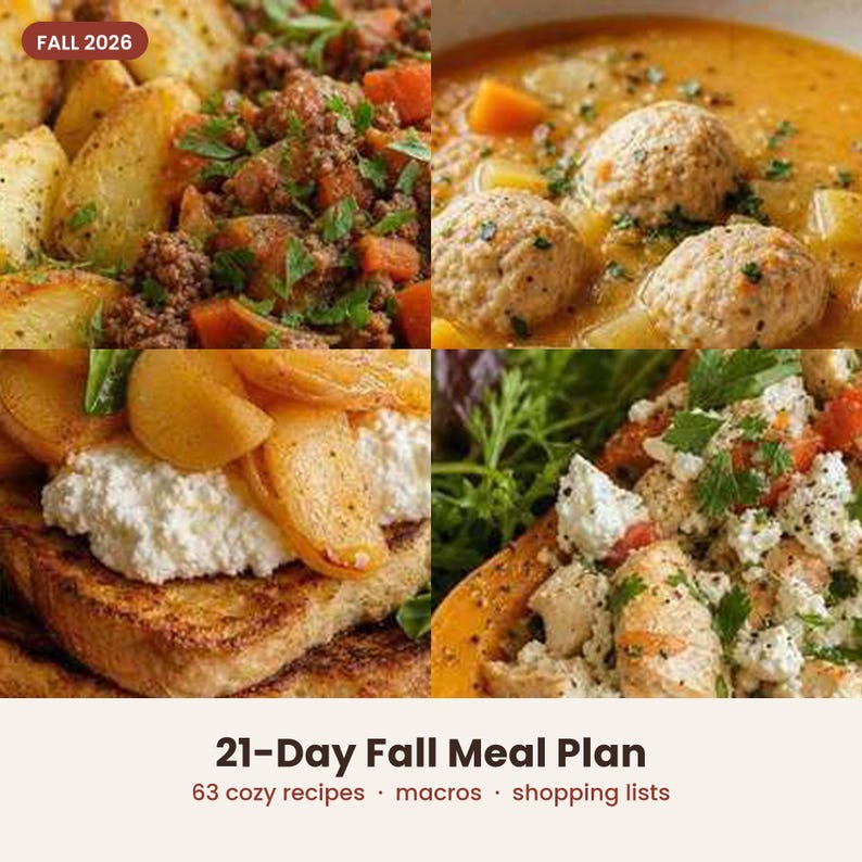 Plan de comidas de otoño de 21 días / Recetas acogedoras de otoño con información nutricional (Descarga digital) imagen 1