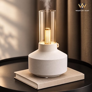 Difusor de aromas con forma de lámpara retro, humidificador ultrasónico de aceites esenciales con alimentación USB.