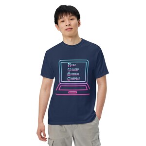 Neon Programmer T-Shirt | Eat Sleep Debug Repeat Coding Gift (100% Cotton)