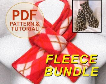 Fleece Scarf / Scarflette and Socks 2 for 1 Pattern Bundle - Sewing Pattern and Tutorial PDF - Child and Adult - EASY SEW