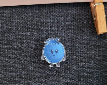 Blueberry Festival Pin Acrylic 1" Hand-drawn Silly Cartoon Animation Fruit Button Broach Michigan Illustration Artist, Farmers Market