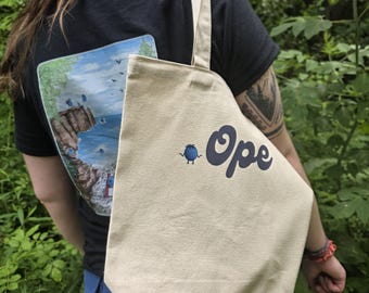 Tote Bag Custom Monogram Midwest OPE Saying Michigan Marquette Bluberry Festival Custom Illustration Canvas Natural Shoulder Bag