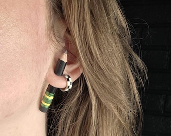 BLACK Real Pencil Through Ear Post Earrings. School #2 number ticonderoga pencil , Back to School, teacher gift, fake gauge, school supply