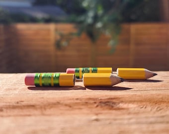 Real Pencil Through Ear Earring #2 number 2 ticonderoga Back to School Quirky Teacher gift fake gauge, school supply jewelry post earrings