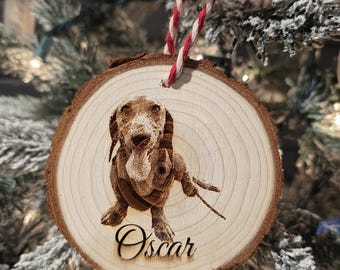 Personalized Pet ornament Dog Cat Photo 4" Custom Name Laser engraved Christmas Gift Memorial Pet Keepsake Housewarming