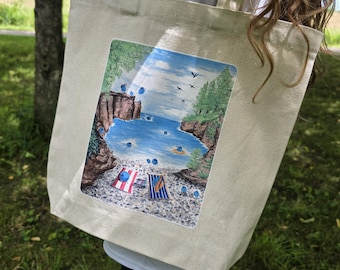 Tote Bag: Marquette Blueberry Festival Custom Illustration Canvas Shoulder Bag, Farmers Market, Official Poster 2026