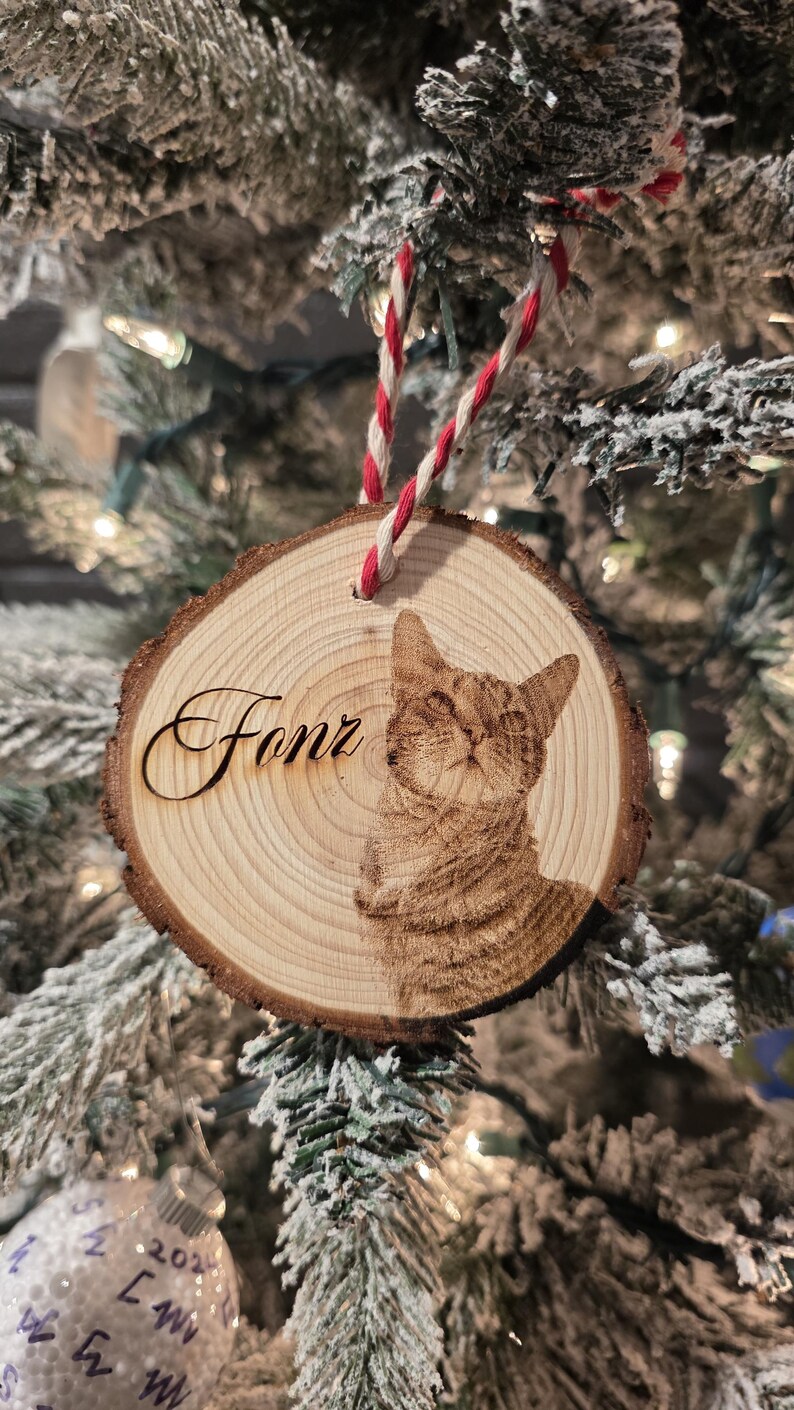 Personalized Pet Ornament Dog Cat Photo 4" Custom Name Laser Engraved ...