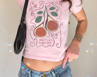 Illustrated Fig Baby Tee – Sylvia Plath, Creative Graphic Top