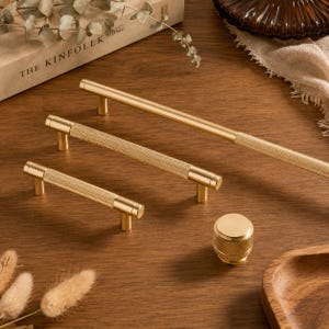 Unique Gold Brass Drawer Pulls, Knurled Cabinet Knobs, Wardrobe Handles, Vintage Dresser Pulls, Kitchen Cabinet Hardware, Door Knobs