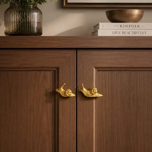 Unique Drawer Pulls, Brass Handle Knobs, Antique Snail Cabinet Hardware image 6