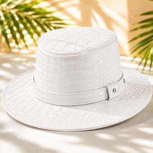 Chapeau de cowboy de luxe en cuir façon crocodile | Style rancher western fait main