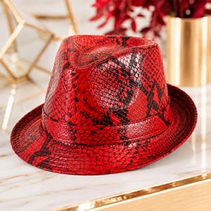 Handmade Python Embossed Leather Cowboy Hat, Western Style Gift for Him