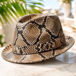 Python Snake Skin Embossed Cowboy Hat Genuine Leather Western Hat for Men and Women