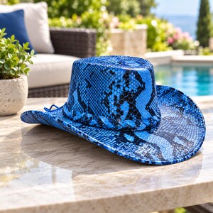 Snakeskin Leather Cowboy Hat: Handmade Python hat
