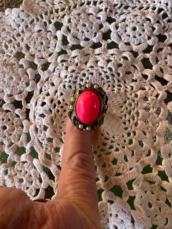 Vintage Pink Statement Ring - image 4
