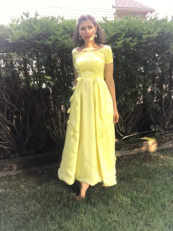 pale yellow silk dress
