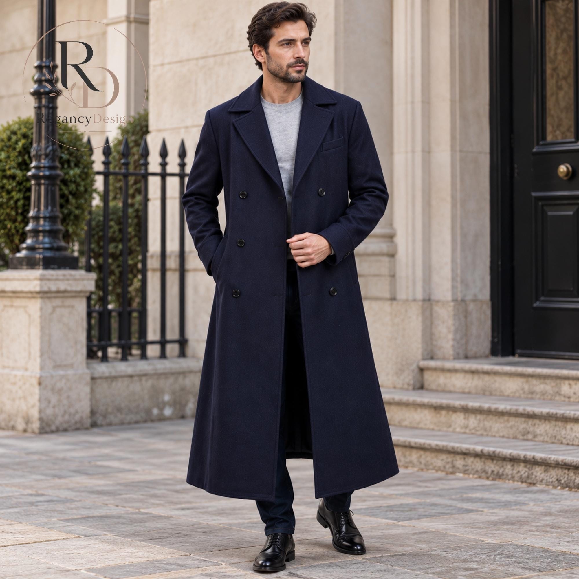 ネイビー チェスターコート ダブルブレスト　80's 90's vintage Navy 90s overcoat - Etsy 日本