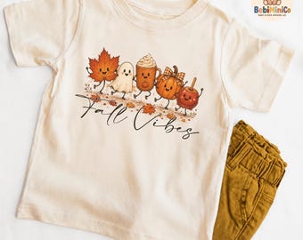 Fall Vibes Shirt, Kids Autumn T-Shirt, Cute Ghost Pumpkin Tee, Toddler Fall Shirt, Pumpkin Spice Kids Shirt, Autumn Gift