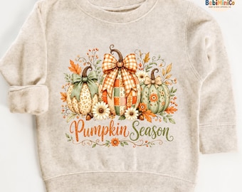 Pumpkin Season Toddler Sweatshirt, Retro Fall Kids Shirt, Vintage Pumpkin Baby Onesie, Cute Autumn Toddler Shirt, Thanksgiving Kids Outfit