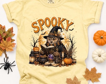 Spooky Owl Shirt, Halloween Witchy Owl T-Shirt, Comfort Colors Spooky Season Tee, Vintage Magic Witch Shirt, Cute Halloween Kids Adult Gift