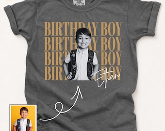 Custom Photo Birthday Shirt, Personalized Birthday Boy Shirt, Custom Name Photo Shirt, Kids Birthday Gift Shirt, Boys Birthday T-Shirt