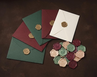 Linen Envelope & Wax Seal Set | 10 Envelopes + 20 Stickers (Christmas Gift)