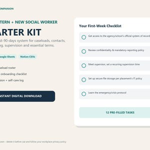 New Social Worker Starter Kit | MSW Intern Caseload Tracker | Excel Notion Template