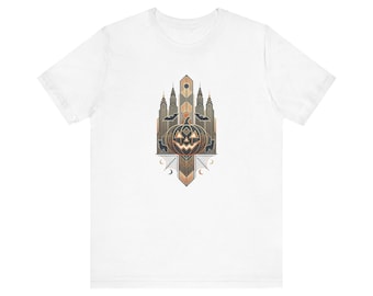 Art Deco Pumpkin City Tee | Halloween Jack-o'-Lantern T-Shirt