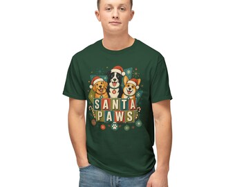Santa Paws Dogs T-Shirt | Christmas Puppy Holiday Tee