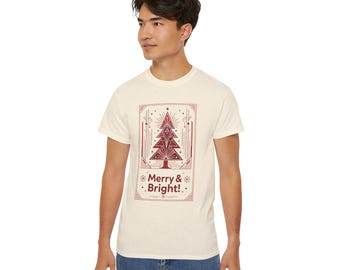 Merry & Bright Christmas Tree Tee | Holiday Graphic T-Shirt