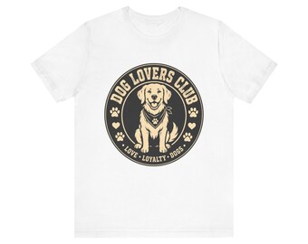 Dog Lovers Club T-Shirt | Golden Retriever Badge, Paw Print Logo