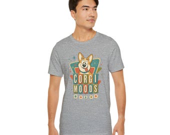 Corgi Moods Tee | Retro Corgi Illustration, Vintage Atomic Starburst Design