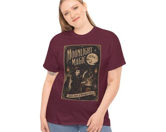 Moonlight Magic witch design Tee | vintage moon spell graphic T-Shirt