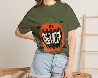 Pumpkin Jack-O'-Lantern Halloween T-shirt | Cute Haunted Graveyard Design