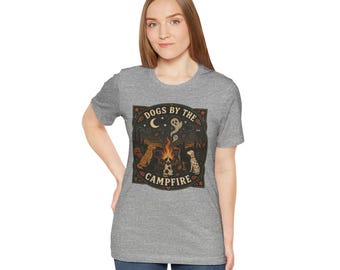 Dogs by the Campfire Tee | Camping Dogs, Night Sky, Bonfire
