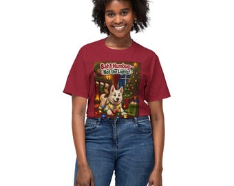 Bah! Humbug Not the Lights White German Shepherd Christmas T-Shirt | Holiday Dog Tee