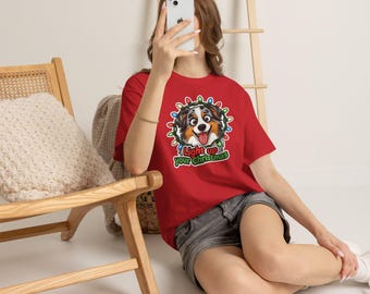 Dog with Christmas Lights Tee | "Light Up Your Christmas" Holiday Shirt