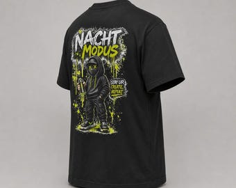 Black NOX Night Mode Streetwear T-Shirt made from heavy cotton